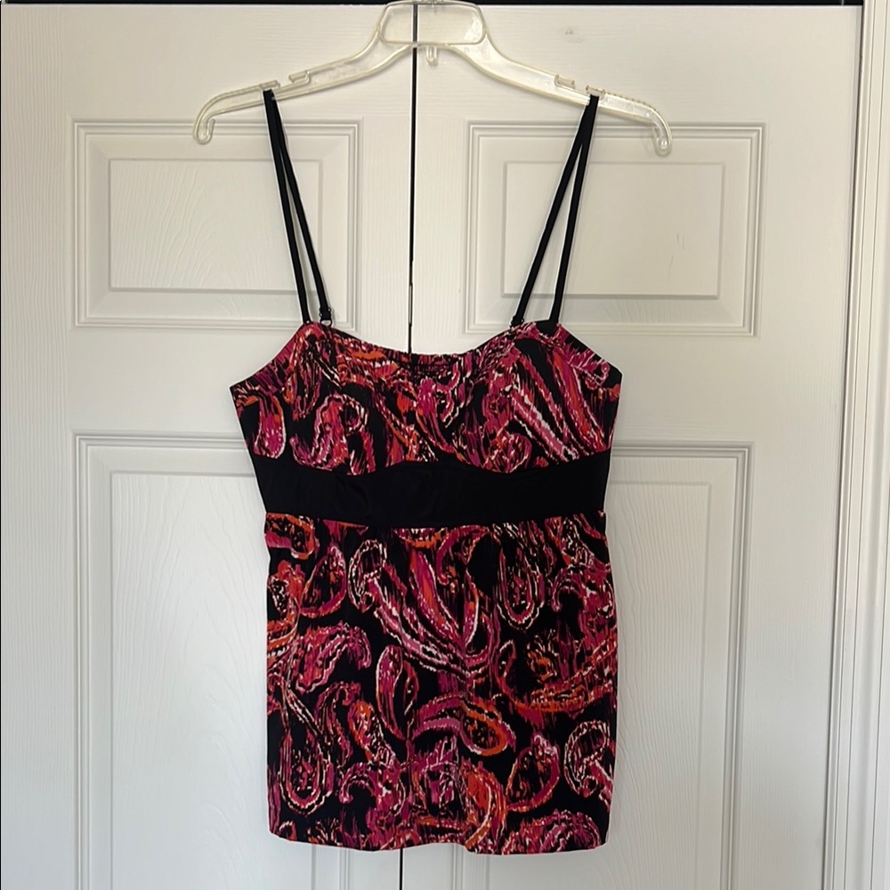 Elle Women's Pink and Black Spaghetti Strap Top